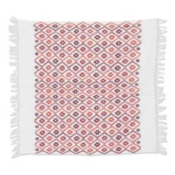 'Star and Geometric-Themed Red Cotton Placemat with Fringes'