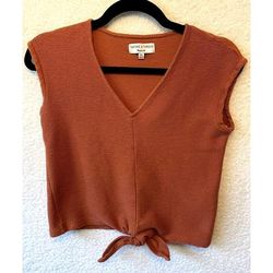 Madewell Tops | Madewell Texture & Thread Tie Front Sleeveless Rust Orange Top Size Xxs | Color: Orange | Size: Xxs
