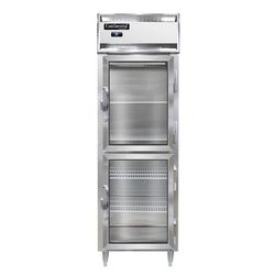 Continental D1RNGDHD 26" 1 Section Reach In Refrigerator, 2 Right Hinge Glass Doors, Top Compressor, 115v, Silver