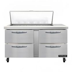 Continental SW60N18M-D 60" Sandwich/Salad Prep Table w/ Refrigerated Base, 115v, Stainless Steel