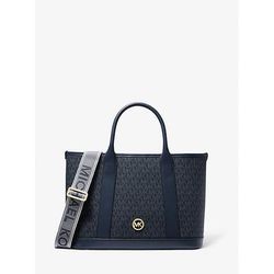 Michael Kors Luisa Medium Signature Logo Satchel Blue One Size