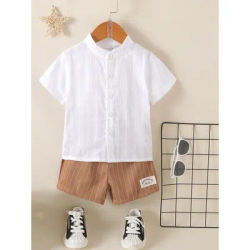 1-6 anni Set di vestiti per neonato per bambini Top a maniche corte bianco + pantaloncini a righe