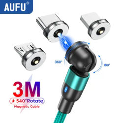 AUFU-Câble Micro USB/Type-C Magnétique Rotatif à 540 ° pour Téléphone Portable Cordon de Chargeur