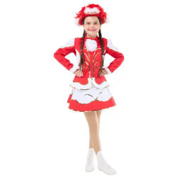 buttinette Déguisement de majorette avec jupe cloche pour enfants, rouge