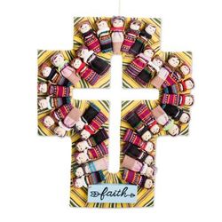 Keep the Faith,'Handmade Guatemalan Worry Doll Cross for Wall Display'