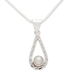 Cultured pearl pendant necklace, 'Luminous Rain'