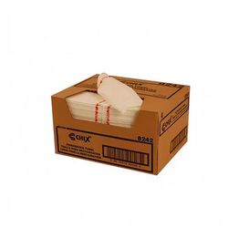 Chicopee 8242 Chix Multi-Day Foodservice Towel - 13" x 21", White, Machine Washable, White with Red Stripe, Case of 150
