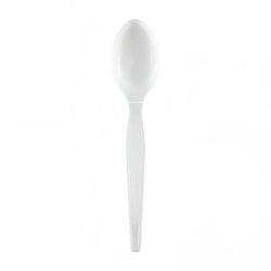 Dixie TH217 6" Heavy Weight Disposable Teaspoon - Polystyrene, White, Polystyrene Construction, 1000 Count