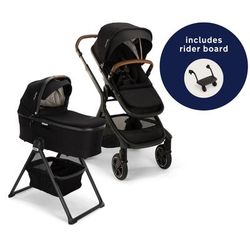 Nuna DEMI Next Stroller with Rider Board + DEMI Grow Bassinet with Stand Bundle - Caviar