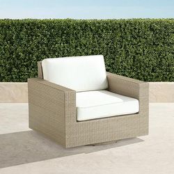 Palermo Swivel Lounge Chair in Dove Wicker - Standard, Linen Flax - Frontgate