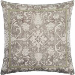 Raith 22" Square Traditional Beige/Light Sage Throw Pillow - Boutique Rugs