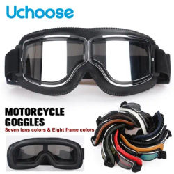 Occhiali da casco da motociclista antivento Occhiali di sicurezza in pelle protettivi antiriflesso Motocross Cross-country Steampunk Occhiali facili da trasportare