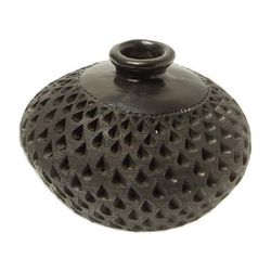 Bartolo Black,'Handmade Black Clay Decorative Vase'