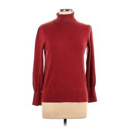 Cable & Gauge Turtleneck Sweater: Burgundy Tops - Women's Size Large