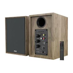 Pyle Home PBKSRB40 Active Bluetooth Bookshelf Speakers (Wood, Pair) PBKSRB40