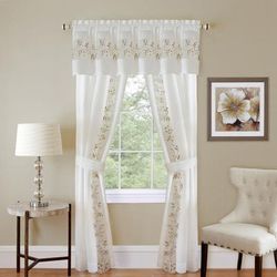 Wide Width Fairfield 5 Piece Window Set by BrylaneHome in White (Size 55" W 63" L)