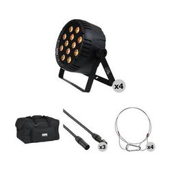 Blizzard LB-Par Quad RGBW LED Light with Case, DMX Cables, and Safety Cables (4-Pack LB PAR QUAD RGBW