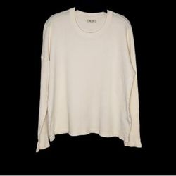 Madewell Tops | Madewell Ex-Boyfriend Waffle Knit Long Sleeve Tee Cream Large | Color: Cream | Size: L