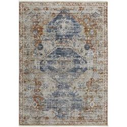 "Frencess Bohemian & Eclectic Medallion, Ivory/Orange/Blue, 7'-10" x 9'-6" Area Rug - Feizy KAIR39HWBLUREDF83"