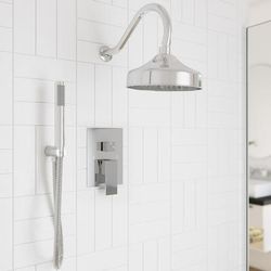 Randolph Morris Tranquil Rainfall Shower Set with round showerhead, Square valve, and Wand Handshower RMAS-2SSQ-RRHGN-HSW-C
