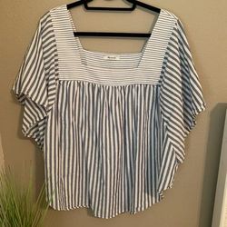 Madewell Tops | Madewell Butterfly Top. Striped. Oversized. Size L/Xl. | Color: Blue/White | Size: L/Xl