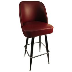 Oak Street SL3133-WINE Swivel Commercial Bar Stool w/ Square Ring & Wine Vinyl Foam Bucket Seat, Chrome