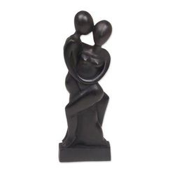 Our Love,'Artisan Hand-Carved Suar Wood Lovers Statuette from Bali'