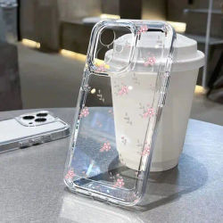 Coque de téléphone fleur transparente pour iPhone coque florale esthétique coque pour iPhone 11 13