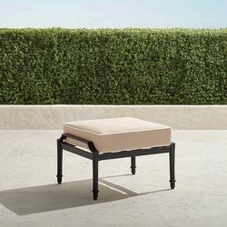 Grayson Ottoman with Cushion in Black Aluminum - Standard, Vista Boucle Glacier - Frontgate
