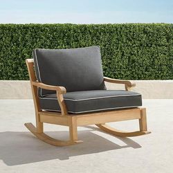 Cassara Rocking Lounge Chair with Cushions in Natural Teak - Standard, Rain Moss - Frontgate