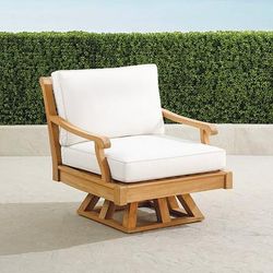 Cassara Swivel Lounge Chair with Cushions in Natural Teak - Standard, Vista Boucle Air Blue - Frontgate
