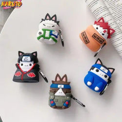 Anime NarAA3D Cute Cat Itachi Sasuke Airpods 1 2 Pro 2, étui de protection pour écouteurs avec mousqueton, figurines en pton souple, cadeaux jouets