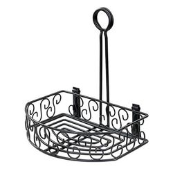 Winco WBKH-6SB Half-Moon Condiment Caddy - Wire, Black