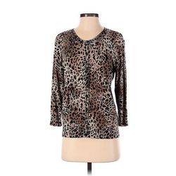 August Silk Silk Pullover Sweater: Brown Leopard Print - Women's Size P