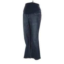 Indigo Blue Jeans - Super Low Rise: Blue Bottoms - Women's Size P Maternity