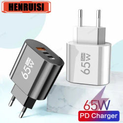 GaN – chargeur USB C 65W Charge rapide 3.0 Charge murale de Type C adaptateur pour téléphone