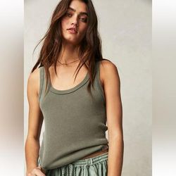 Free People Tops | Free People We The Free Kate Scoop Tee Tank Dusty Olive Xs | Color: Green | Size: Xs