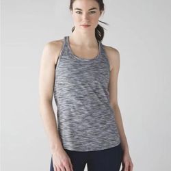 Lululemon Athletica Tops | Lululemon Yogi Everyday Tank Top Size 8 White And Black Space Dye | Color: Black | Size: 8