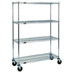 Eagle Group CC1848C-SB Stem Caster Cart - (4) 18X48" Shelf, Resilient Tread, 2-Brake, Chrome-Plated