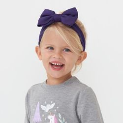 Deep Amethyst Luxe Baby Girl Soft & Stretchy Bamboo Bow Headbands - 4T - 8 Years