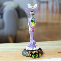 The Glorious Catrina,'Handcrafted Floral Lavender Catrina Sculpture on Floral Base'