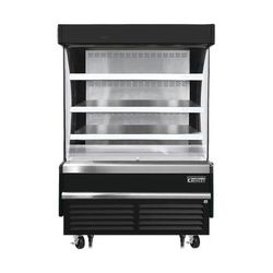 Everest Refrigeration EOMV-48-B-28-S 48" Vertical Open Air Cooler w/ 4 Levels, Black, 115v, 3 Steel Wire Shelves, Stainless Steel