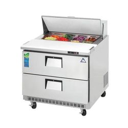 Everest Refrigeration EPBNSR2-D2 35 5/8" EPB Series Sandwich/Salad Prep Table w/ Refrigerated Base, 115v, 2 Drawers, Stainless Steel