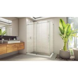 Dreamline DreamLine Enigma-X 32 1/2 inch D x 60 3/8 inch W x 76 inch H Frameless Sliding Shower Enclosure in Polished Stainless Steel SE6160F320VDX08