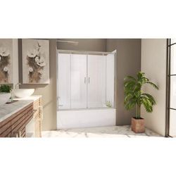 Dreamline DreamLine Visions 56 - 60 inch W x 60 inch H Semi-Frameless Sliding Tub Door in Brushed Nickel with White Wall Kit TB116060XXX0004