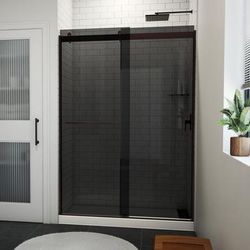 Dreamline Sapphire-V 50-54 in. W x 76 in. H Bypass Shower Door in Oil Rubbed Bronze and Gray Glass SDVH54W760VXG06