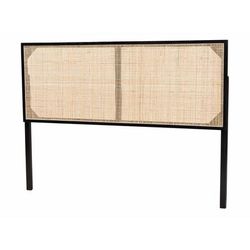 Aurelia Modern Bohemian Black Finished Bayur Wood And Natural Rattan Queen Size Headboard by Baxton Studio in Black Natural Rattan (Size QUEEN)
