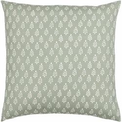 Adonis 22" Square Cottage Cotton Medium Green/Ivory Throw Pillow - Boutique Rugs