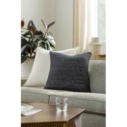 Trory 22" Square Modern Wool Black/Silver Gray/Charcoal/Slate Gray/Ivory Lumbar Pillow - Boutique Rugs