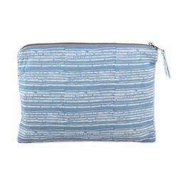 'Cotton Cosmetic Bag with Hand-Block Printed Striped Pattern'